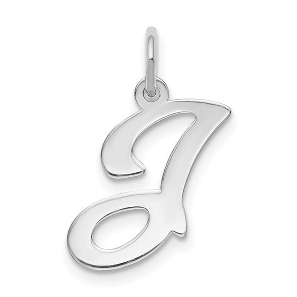 Solid 14k White Gold Medium Unique Script Initial Letter T Alphabet Charm 20mm Solid 14k White Gold Medium Unique Script Initial Letter T Alphabet Charm 20mm
